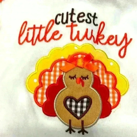 CUTEST LITTLE TURKEY Baby Essentials holiday set size 12 months - Picture 3 of 8
